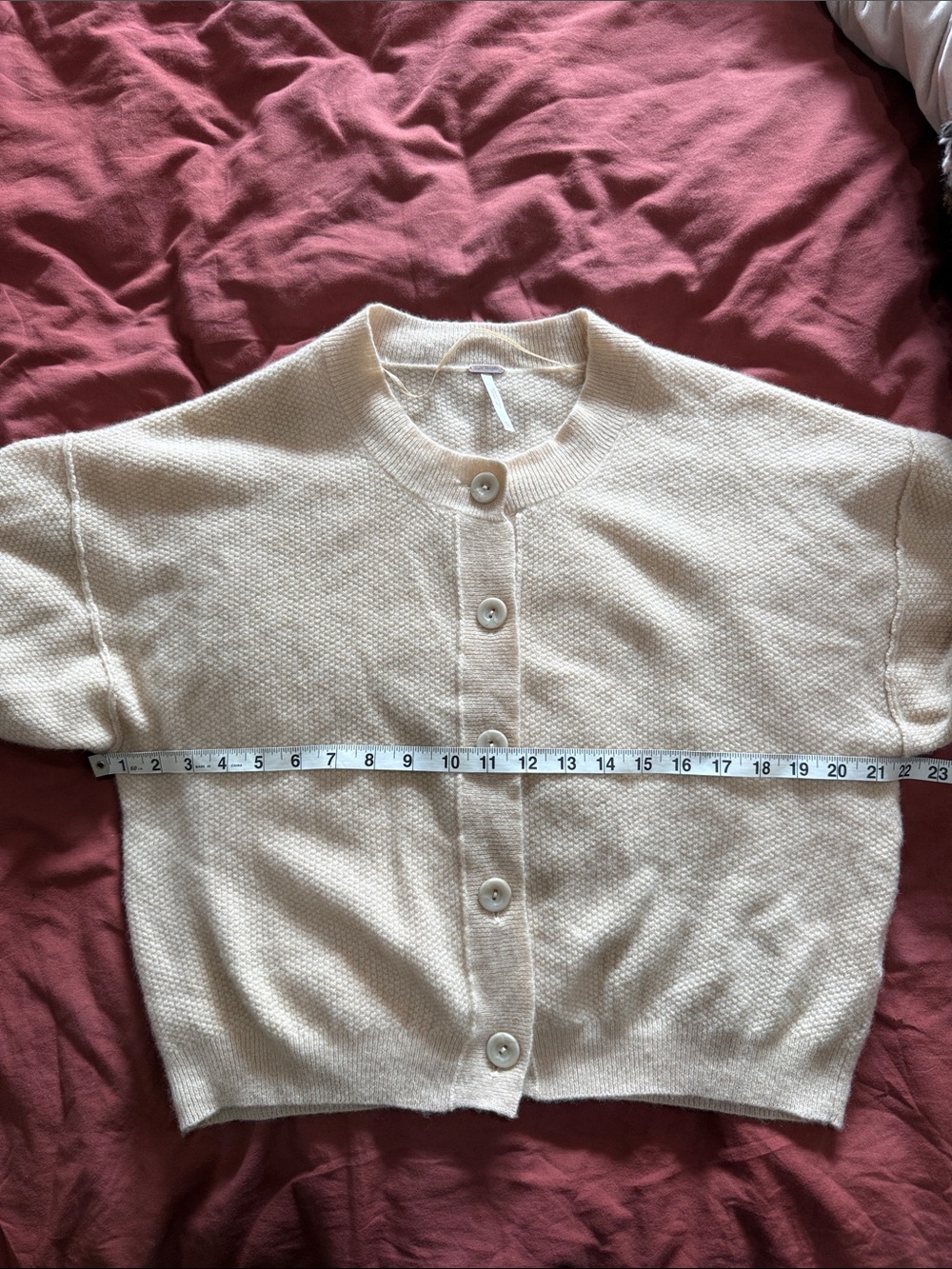 Free People Cream Button-Up 100% Cashmere Cardigan - Picture 6 of 8
